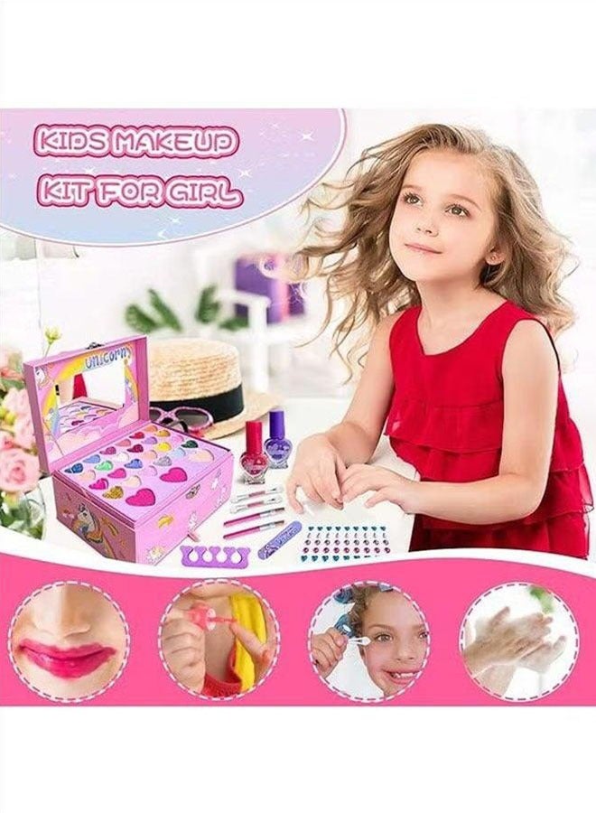 Children's Makeup Bag, Little Girl Makeup Toy Set, Children's Makeup Kit Toy, Safe And Non-Toxic To Wash Off With Soap And Water, Birthday Gift, Pink  - Image 3