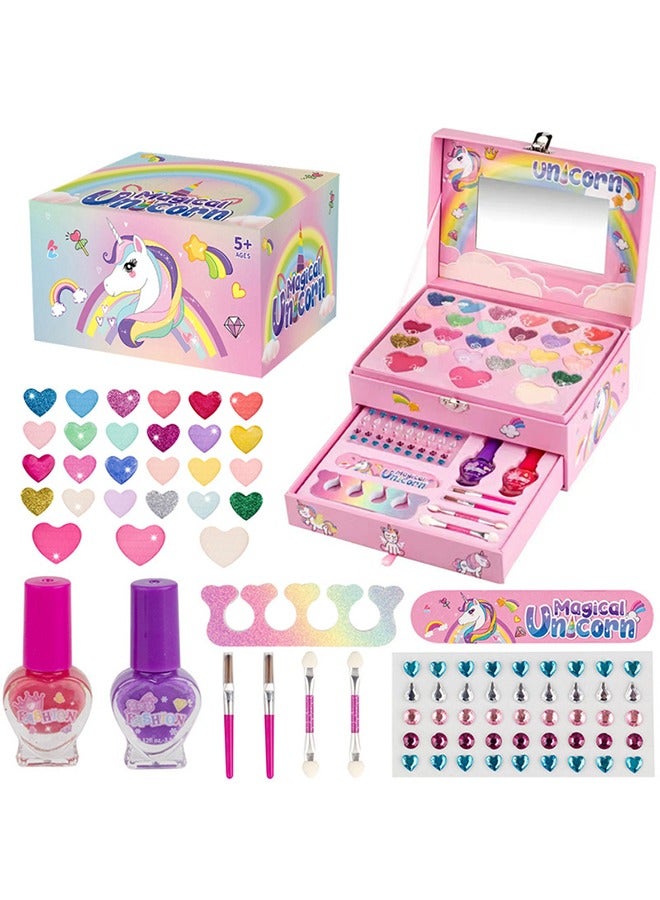 Children's Makeup Bag, Little Girl Makeup Toy Set, Children's Makeup Kit Toy, Safe And Non-Toxic To Wash Off With Soap And Water, Birthday Gift, Pink  - Image 1