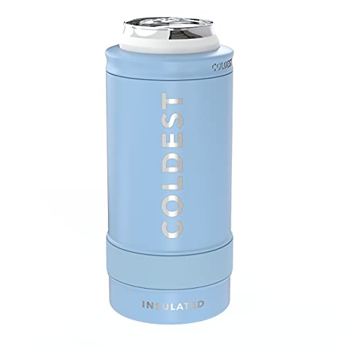THE COLDEST WATER THE COLDEST Skinny Can Cooler - Vacuum Insulated Stainless Steel Slim Can Cozy - Sleeve for All 12oz Cans - Slim Can Holder for Beer, Soda, Hard Seltzer, Energy Drinks & more (Fusion Blue) - Image 2