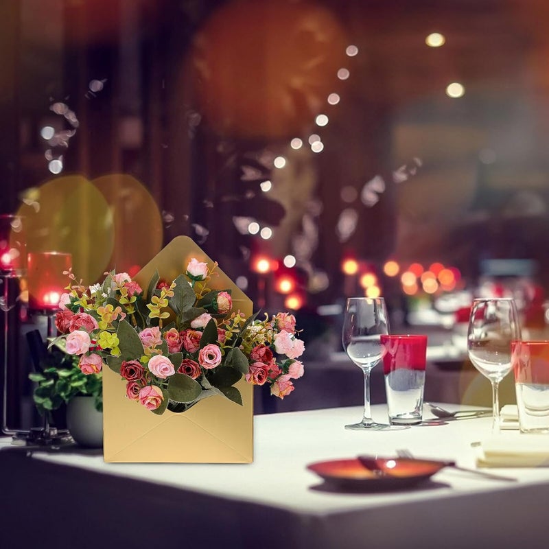 KICHOUSE 2pcs Flower Packaging Boxes Paperboard Envelope Boxes with Gold Finish for Florist Bouquet Wrapping and Flower Storage - Image 5