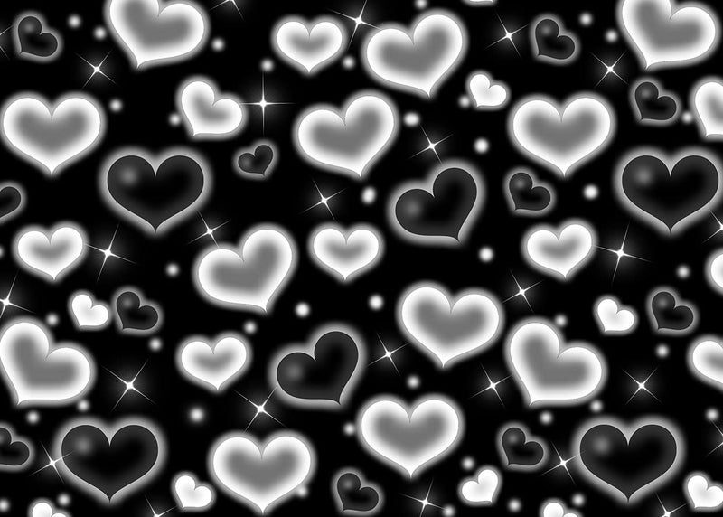 LYCGS 7x5ft Black Heart Backdrop 90s Backdrops for Photoshoot Valentines Decor Banner Birthday Props X-14 - Image 1