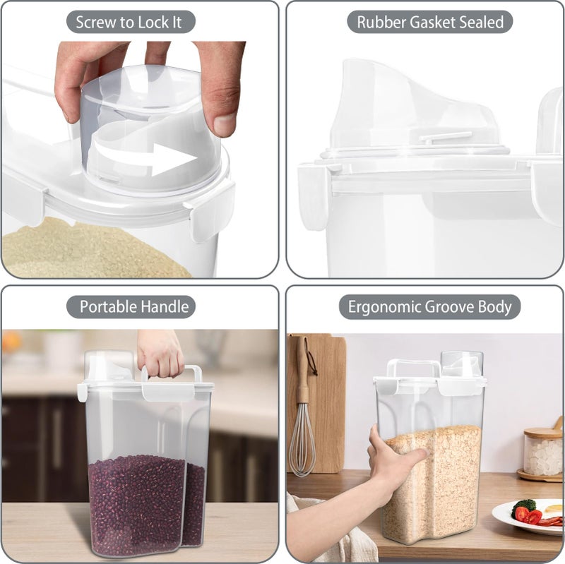 Komzon Rice Container  Airtight Rice Storage Container 10Lb  Cereal Containers Storage  Bpa Free Food Dispenser With Pouring Spout Handle For Flour Pasta Grain  Pet Dog Cat Bird Food Storage Container - Image 5