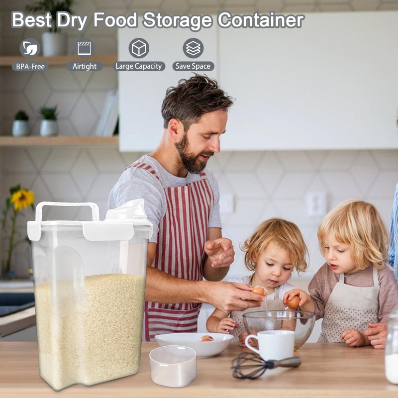 Komzon Rice Container  Airtight Rice Storage Container 10Lb  Cereal Containers Storage  Bpa Free Food Dispenser With Pouring Spout Handle For Flour Pasta Grain  Pet Dog Cat Bird Food Storage Container - Image 4