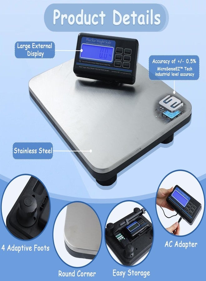Urby Extra Wide Heavy Duty Scale for Body Weight - 300kg/660lb Capacity, Plus Size Scale with Durable Stainless Steel Large Platform for Home, Office, Hospital & Bariatric Use - Image 4