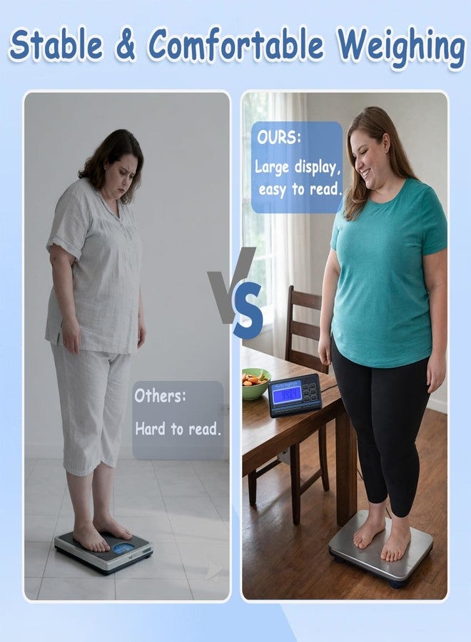 Urby Extra Wide Heavy Duty Scale for Body Weight - 300kg/660lb Capacity, Plus Size Scale with Durable Stainless Steel Large Platform for Home, Office, Hospital & Bariatric Use - Image 2