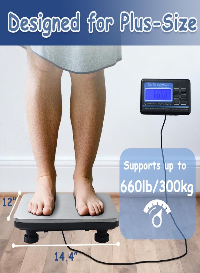 Urby Extra Wide Heavy Duty Scale for Body Weight - 300kg/660lb Capacity, Plus Size Scale with Durable Stainless Steel Large Platform for Home, Office, Hospital & Bariatric Use - Image 3