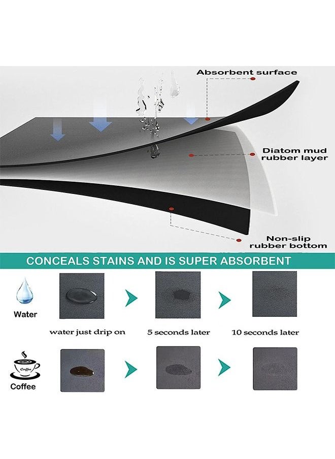Arabest Coffee Bar Mat, For Spill-Proof,24x16inch Hide Stain Absorbent Mat, Non-slip Rubber Backed Coffee Machine Mat, Easy to Clean and Quick Drying  - Image 2