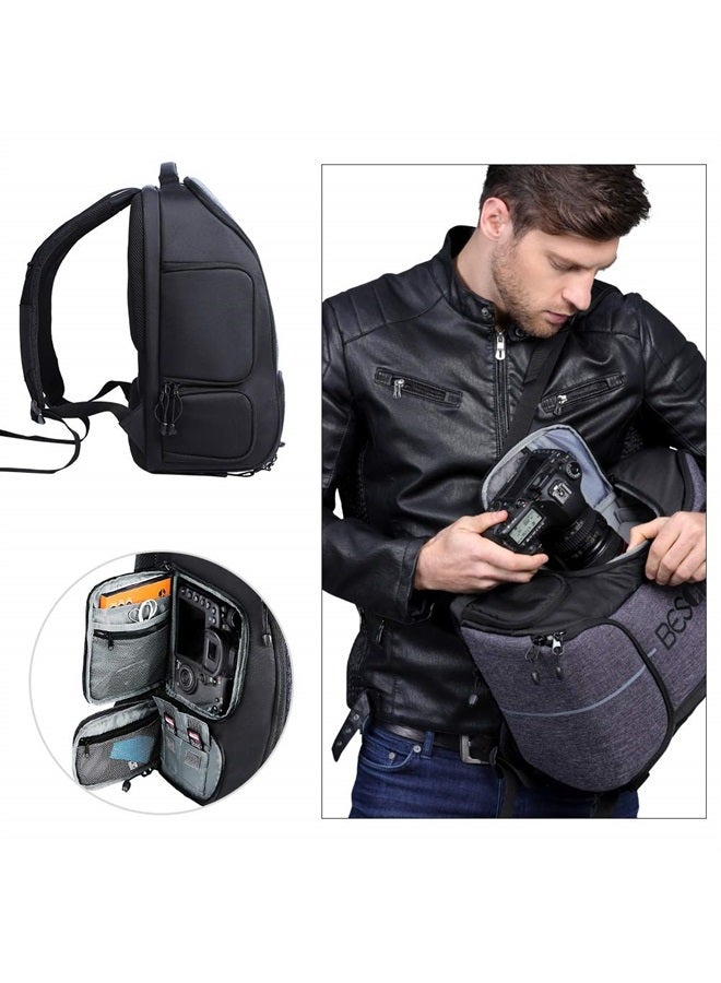 BESCHOI Camera Backpack, Beschoi Waterproof Camera Bag Photography Bag with Tripod Strap and Rain Cover Large Capacity Rucksack for DSLR Camera, Speedlite Flash, Camera Tripod, Laptops, Lens and Accessories  - Image 4