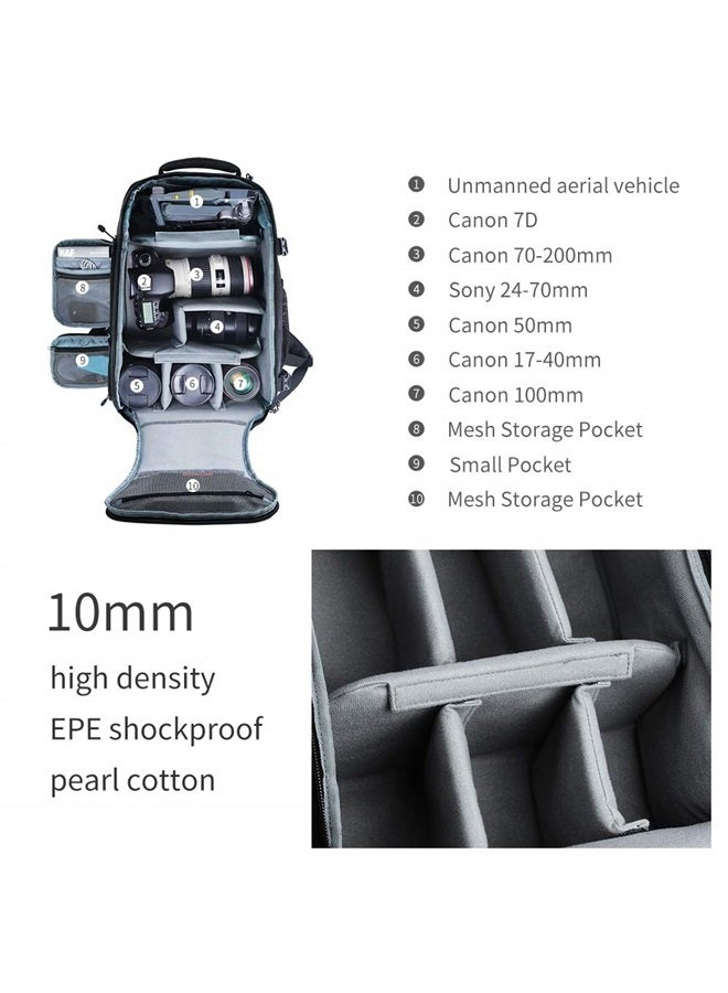 BESCHOI Camera Backpack, Beschoi Waterproof Camera Bag Photography Bag with Tripod Strap and Rain Cover Large Capacity Rucksack for DSLR Camera, Speedlite Flash, Camera Tripod, Laptops, Lens and Accessories  - Image 3