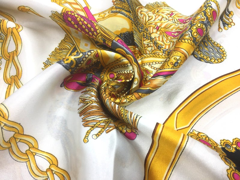 YOUR SMILE Silk Like Scarf Women's Fashion Pattern Large Square Satin Headscarf Headdress (Black/White V) - Image 3