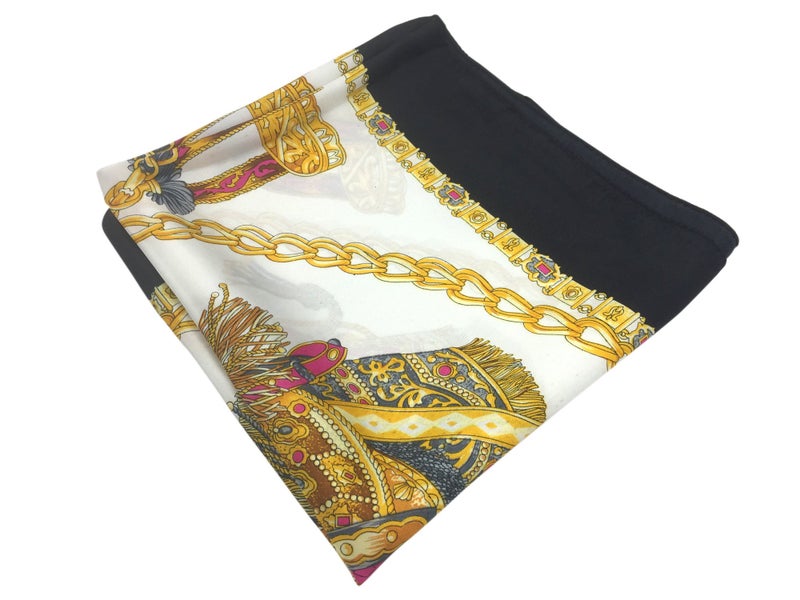 YOUR SMILE Silk Like Scarf Women's Fashion Pattern Large Square Satin Headscarf Headdress (Black/White V) - Image 4