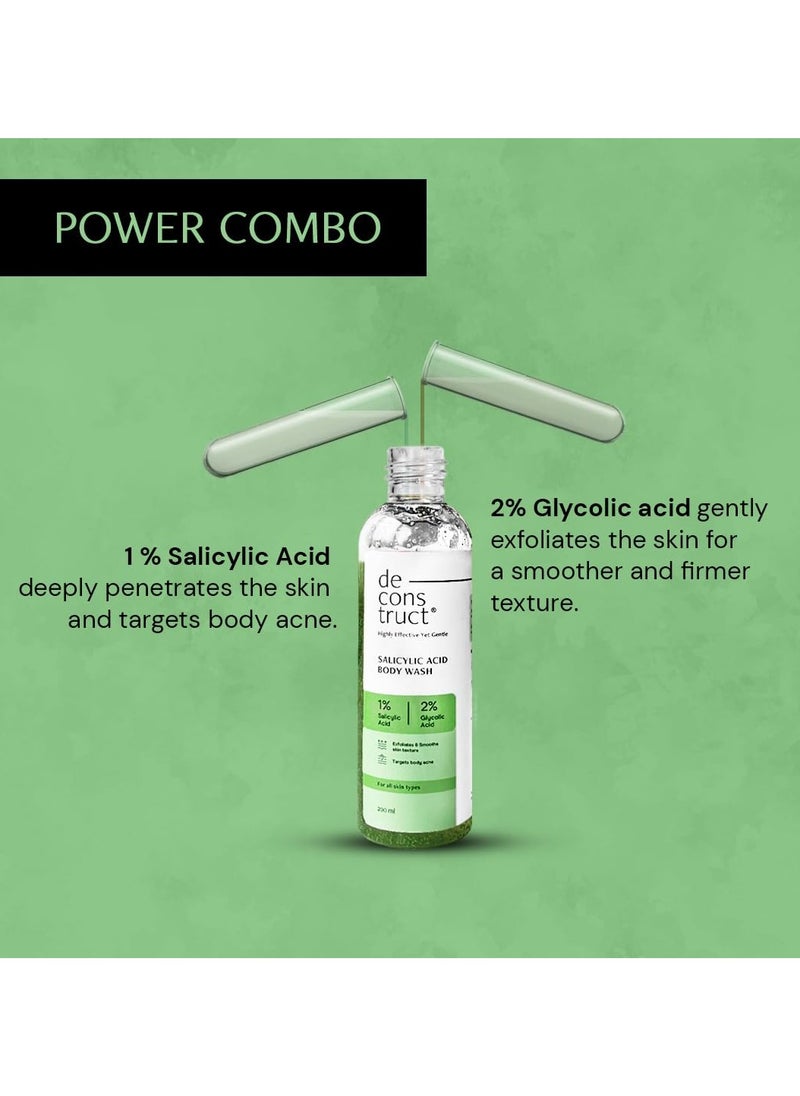 Deconstruct % Salicylic Acid Body Wash with 2% Glycolic Acid | Prevents Body Acne, Rough & Bumpy skin | Deeply cleanses skin | Shower gel for Women & Men- 200ml  - Image 4