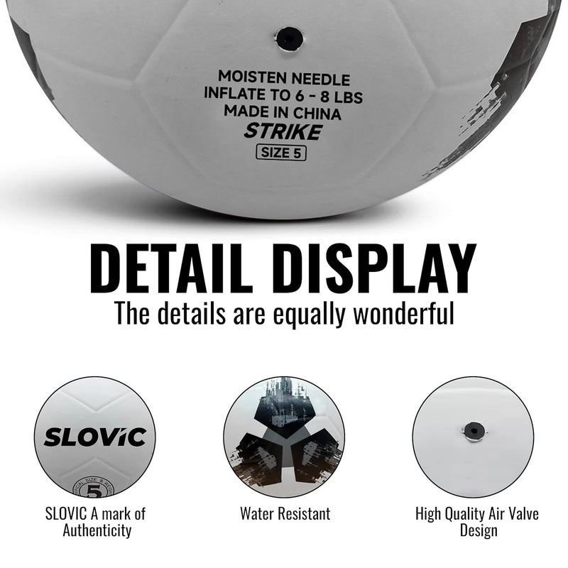 SLOVIC Rubber Professional Football [Size-5] | Hard Ground Foot-Ball | Ideal for Grass Ground & Artificial Turf | Training Foot Ball | Soccer Ball | Footballs for Men & Women, White - Image 4