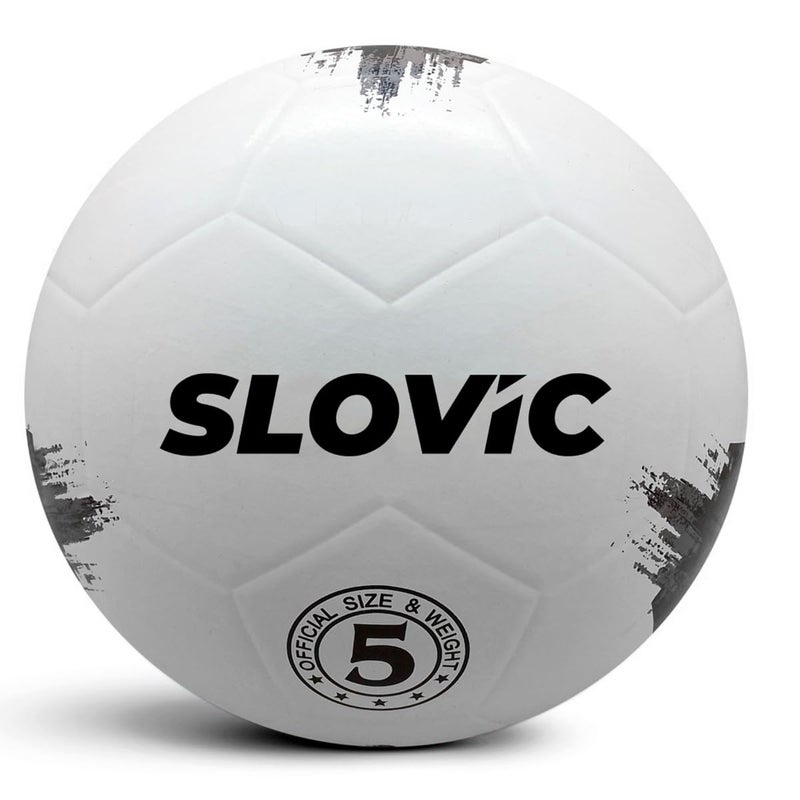SLOVIC Rubber Professional Football [Size-5] | Hard Ground Foot-Ball | Ideal for Grass Ground & Artificial Turf | Training Foot Ball | Soccer Ball | Footballs for Men & Women, White - Image 1