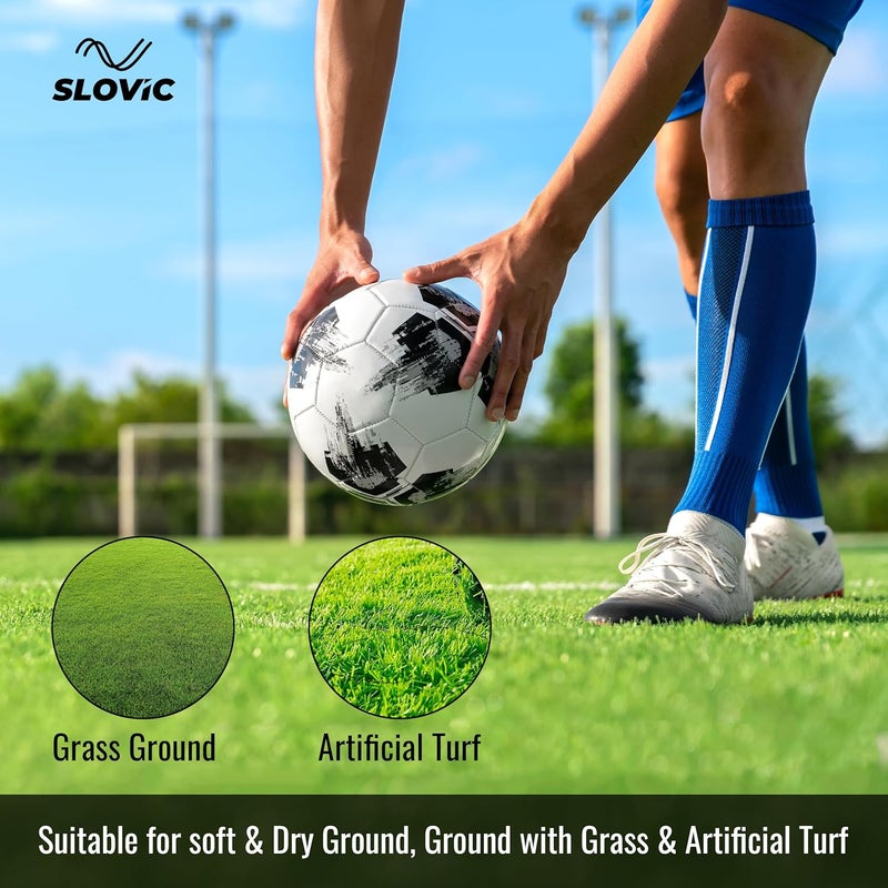 SLOVIC Rubber Professional Football [Size-5] | Hard Ground Foot-Ball | Ideal for Grass Ground & Artificial Turf | Training Foot Ball | Soccer Ball | Footballs for Men & Women, White - Image 3