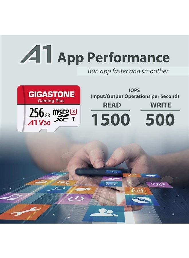 Gigastone [Gigastone] 256GB Micro SD Card, Gaming Plus, MicroSDXC Memory Card for Nintendo-Switch, Wyze, GoPro, Dash Cam, Security Camera, 4K Video Recording, UHS-I A1 U3 V30 C10, up to 100MB/s, with Adapter - Image 5