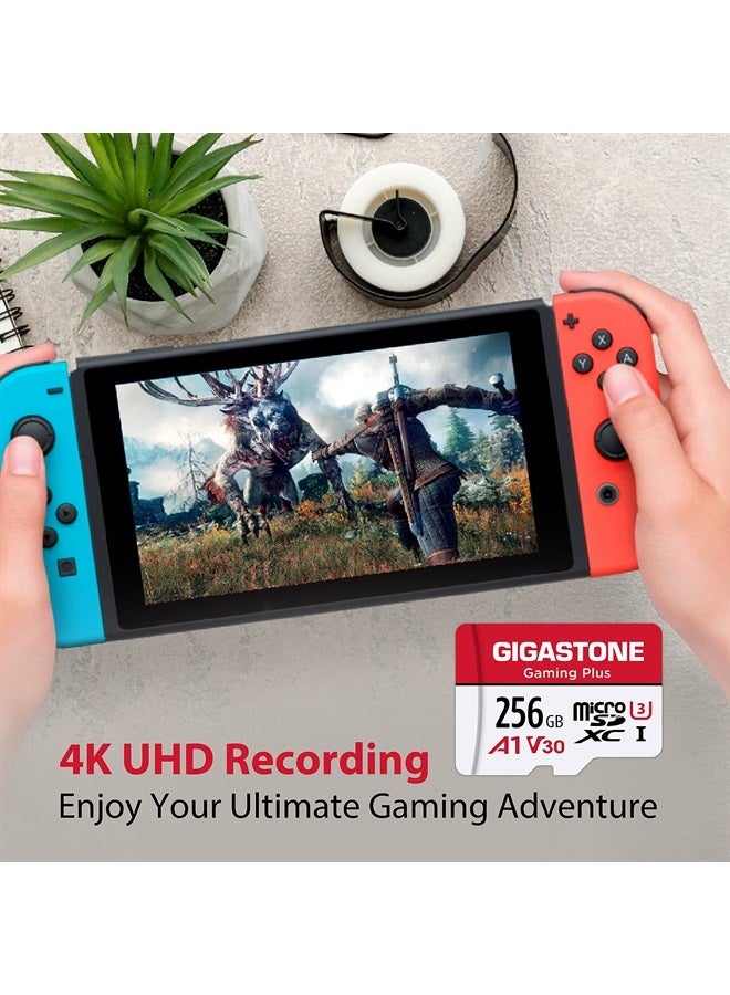 Gigastone [Gigastone] 256GB Micro SD Card, Gaming Plus, MicroSDXC Memory Card for Nintendo-Switch, Wyze, GoPro, Dash Cam, Security Camera, 4K Video Recording, UHS-I A1 U3 V30 C10, up to 100MB/s, with Adapter - Image 4