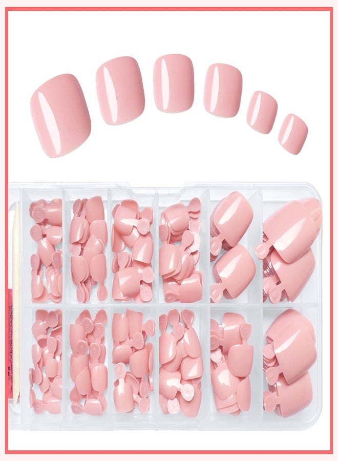 LuckForever 168pc Press on Toenails Women Fake Toe Nails with Adhesive Tabs, Nude Tan Fake Toenails Press on Nail Toe Acrylic Nail Tips Short Square False Toenails Artificial Toe Nails Press on - Image 5
