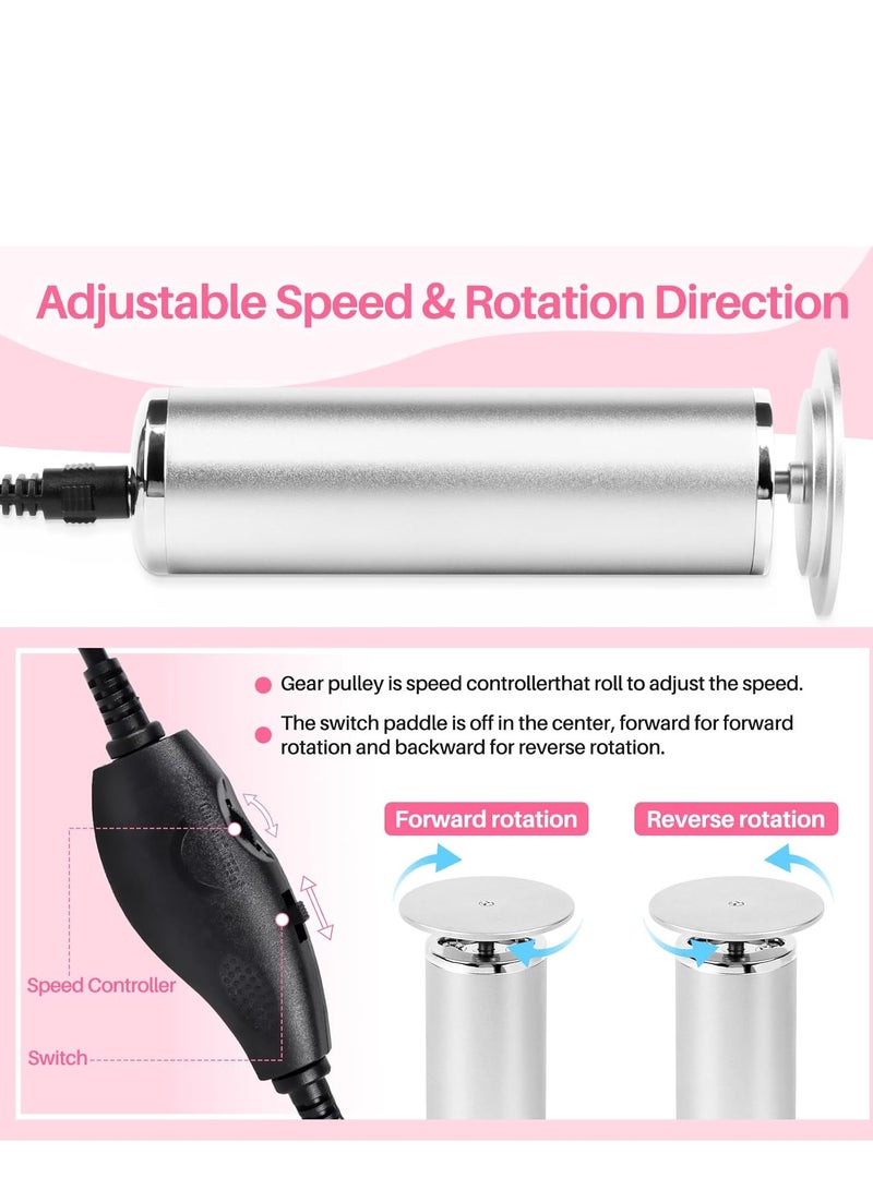 Electric Foot File Remover Callus: Profesional Pedicure Tool for Callus Remover - Adjustable Speed Feet File Grinder for Skin and Calluses with 60 Pcs Replacement Sandpaper Disk for Home Spa Salon - Image 3