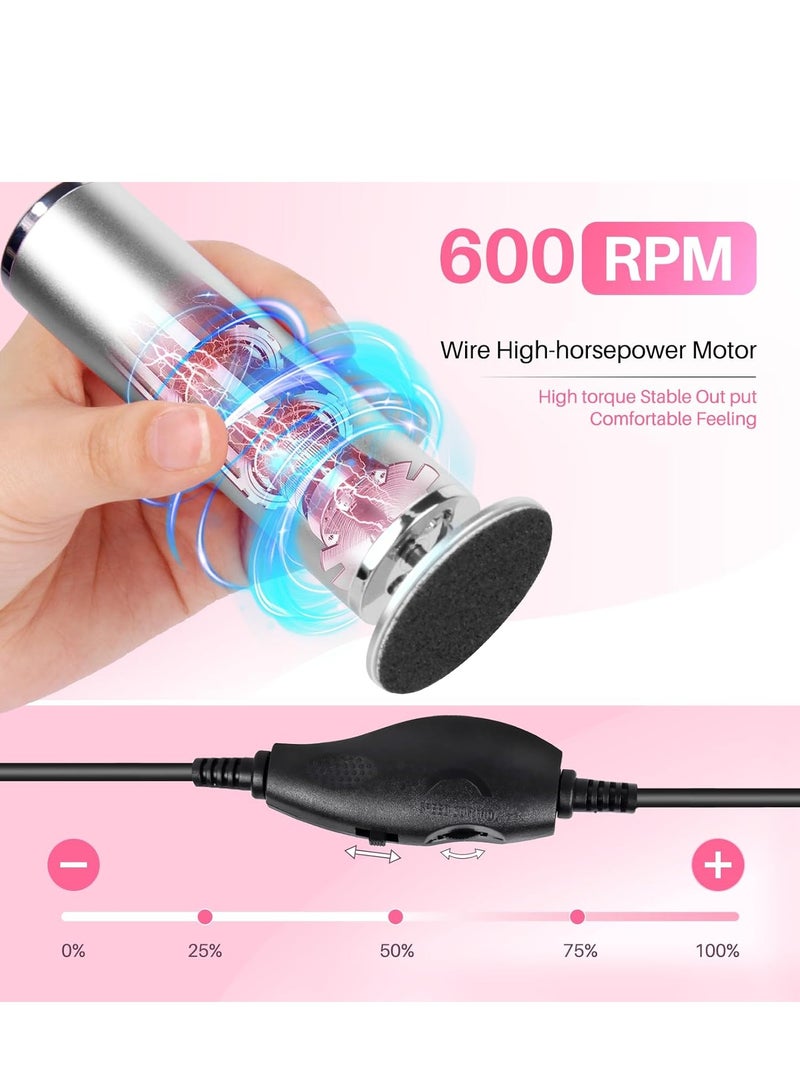 Electric Foot File Remover Callus: Profesional Pedicure Tool for Callus Remover - Adjustable Speed Feet File Grinder for Skin and Calluses with 60 Pcs Replacement Sandpaper Disk for Home Spa Salon - Image 4