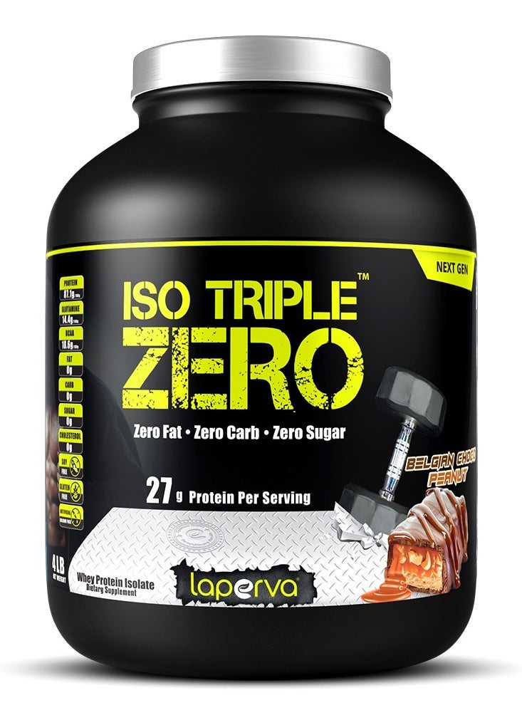 Laperva Iso Triple Zero Next Generation Isolate Whey Protein, Zero sugar, Zero carb and Zero fat, Belgian Choco Peanut Flavor, 4 Lbs 