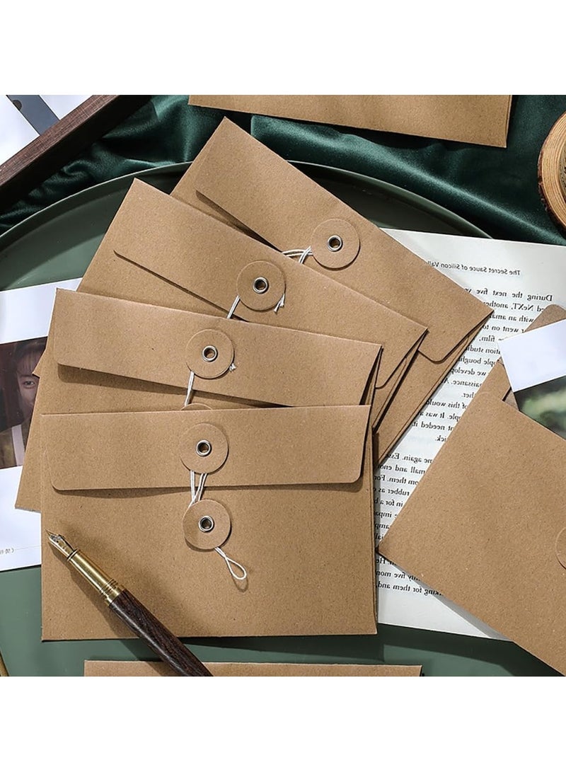 general 30PCS Kraft Envelope with Button and String Closure - Vintage Pocket for Mail, Postcards, Bills, Invitations - Brown, 6.7x4.5 inches - Image 1