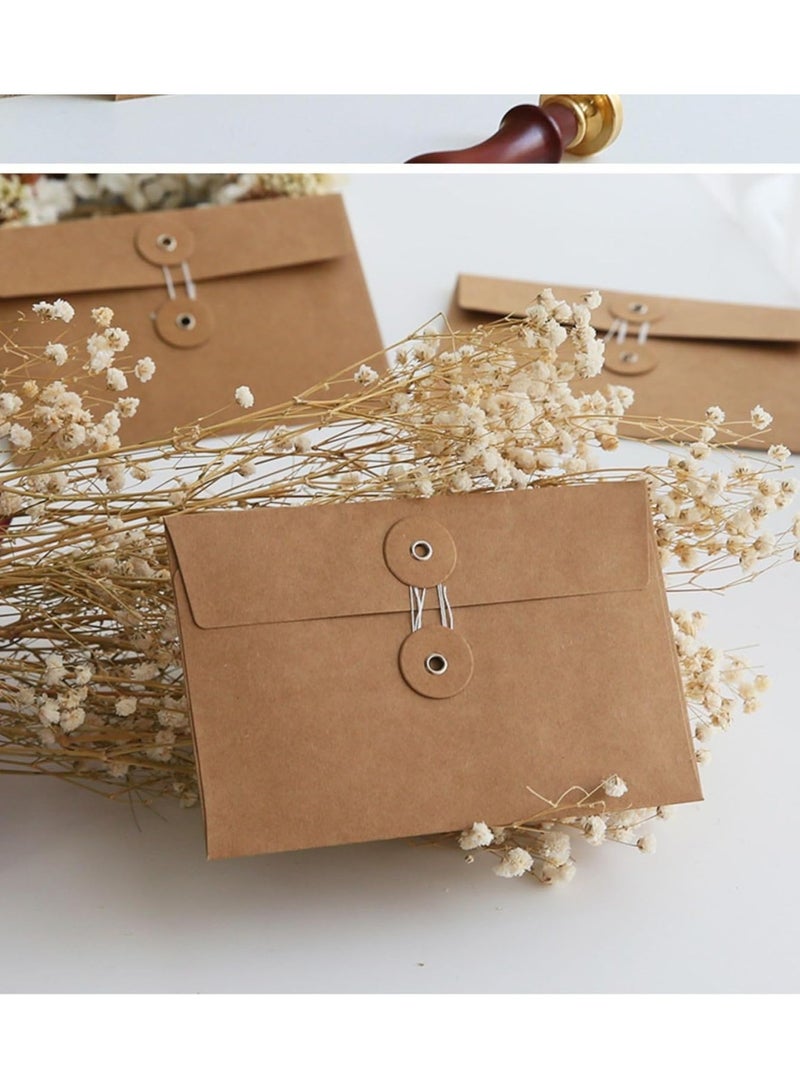 general 30PCS Kraft Envelope with Button and String Closure - Vintage Pocket for Mail, Postcards, Bills, Invitations - Brown, 6.7x4.5 inches - Image 3