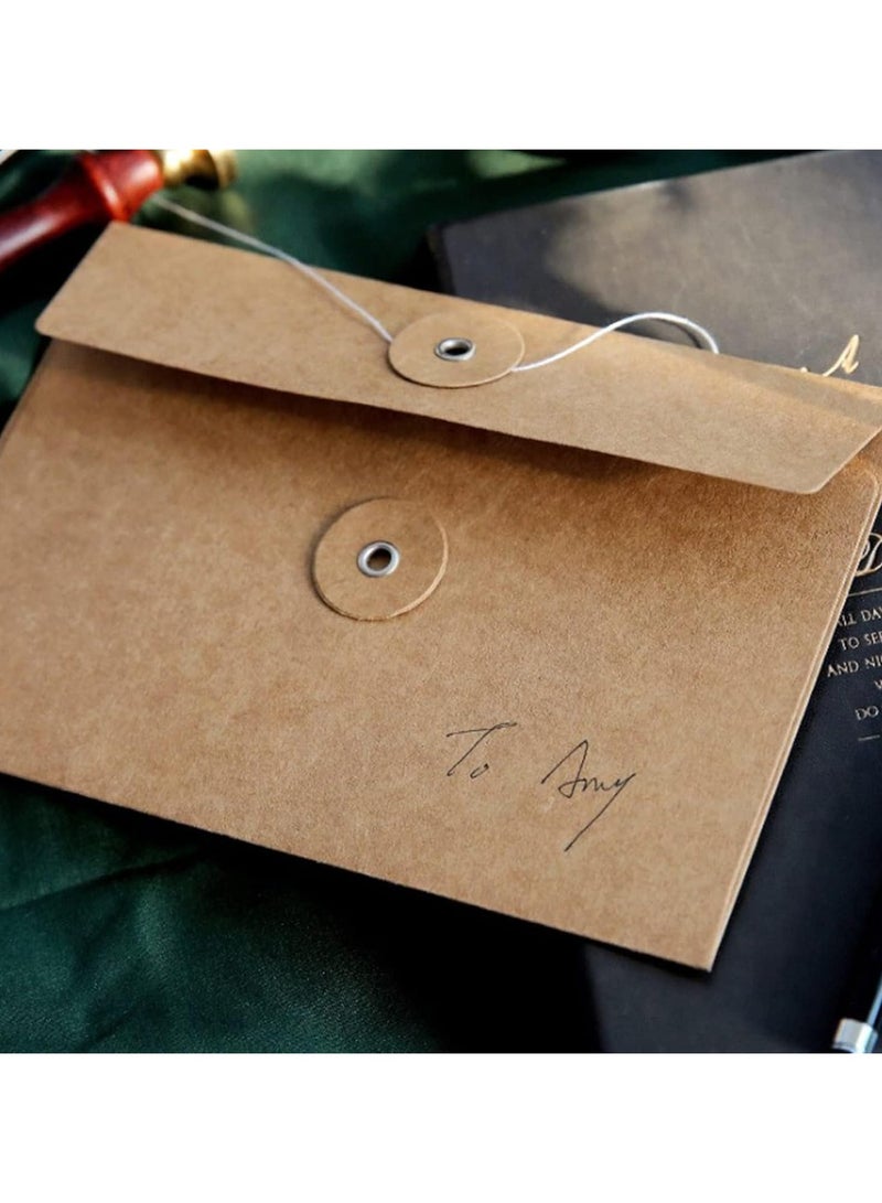 general 30PCS Kraft Envelope with Button and String Closure - Vintage Pocket for Mail, Postcards, Bills, Invitations - Brown, 6.7x4.5 inches - Image 4
