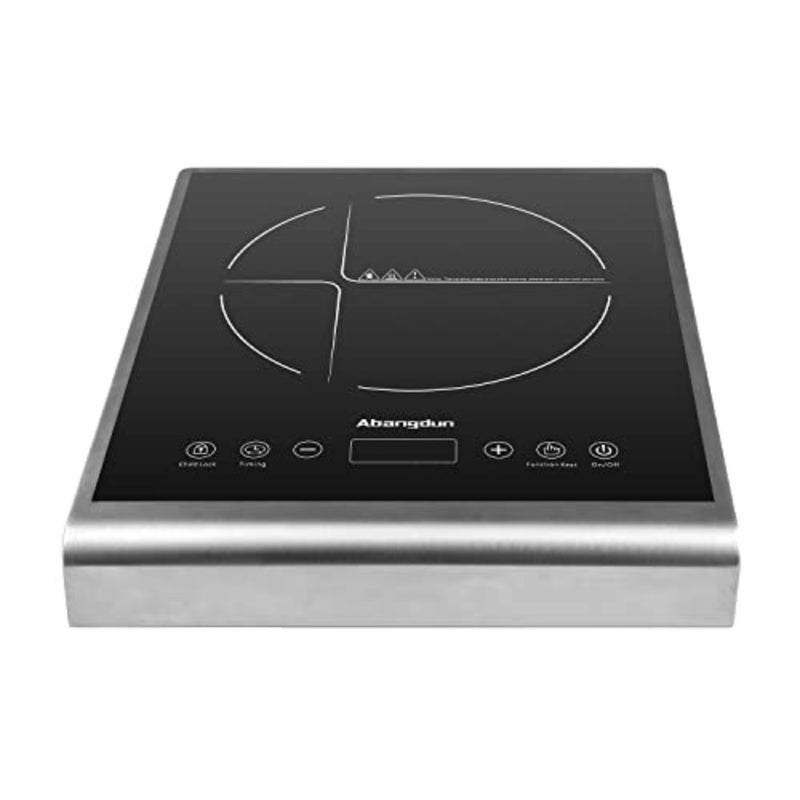 Portable commercial induction cooktop for small restaurant professional kitchen, stainless steel, black, 2000W non-pulse continuous heating - Image 1