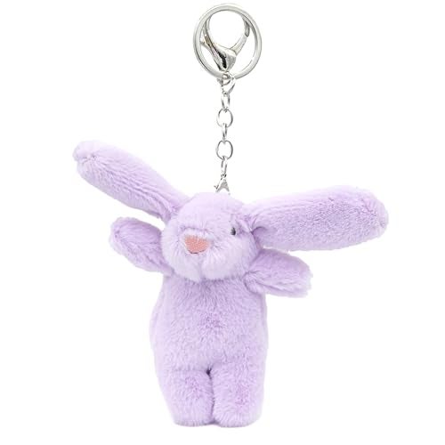 Miokkley Cute Bunny Plush Keychain for Backpack, 3.5" Inch Mini Rabbit Keychain Purse Charm Pendant Gift for Women (Purple) - Image 2