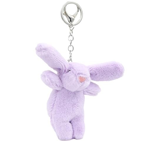 Miokkley Cute Bunny Plush Keychain for Backpack, 3.5" Inch Mini Rabbit Keychain Purse Charm Pendant Gift for Women (Purple) - Image 1