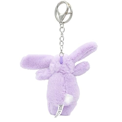 Miokkley Cute Bunny Plush Keychain for Backpack, 3.5" Inch Mini Rabbit Keychain Purse Charm Pendant Gift for Women (Purple) - Image 3