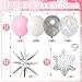 Togvu Pink Winter Wonderland Christmas Balloons 18 Inch White Snowflake Balloon Metallic Silver Explosion Star Foil Balloon for Princess Xmas Snow Winter Holiday Birthday Girl Baby Shower Party Decorations - Image 4