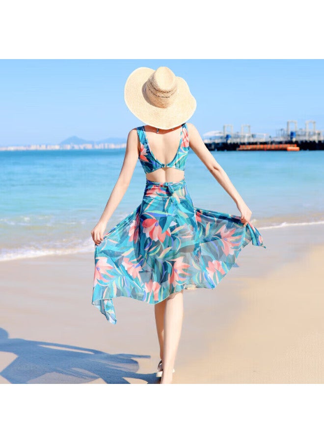 Skin-friendly Yifu Women's Two-piece Swimsuit, Conservative And Push-up For Small Chest, Bikini Three-piece Set, Fashionable, Slimming, Tummy-covering, Vacation Swimwear - Image 5