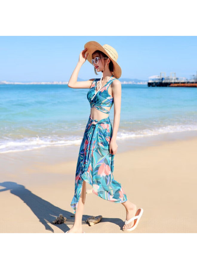 Skin-friendly Yifu Women's Two-piece Swimsuit, Conservative And Push-up For Small Chest, Bikini Three-piece Set, Fashionable, Slimming, Tummy-covering, Vacation Swimwear - Image 2