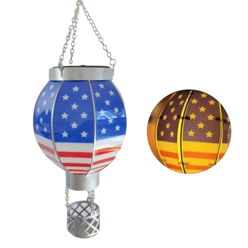 Solar Hot Air Balloon Light: 2 Inch Metal Build - Eco-Friendly Solar Powered, Auto Charge Glow - Colorful Decorative Lantern for Outdoor Garden, Yard, Tree & Porch - Image 1