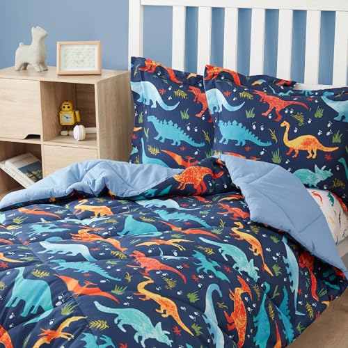 PPOLCA Twin Dinosaur Kids Bedding Set for Boys, 2 Pieces Twin Dinosaur Kids Comforter Sets for Boys, Super Soft Lightweight for All Seasons, Includes 1 Comforter (66"x86") and 1 Pillowcase(20"x26"+2") - Image 5