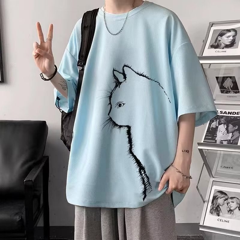 T-Shirt Simple Daily Trend Fashion Brand Tide Spring Lazy Standard Round Neck Short Sleeve Japanese Men'S Youth Fashion - Image 5