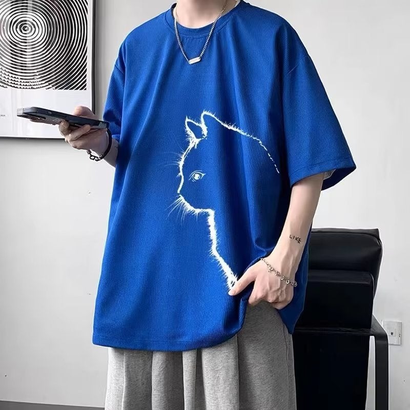 T-Shirt Simple Daily Trend Fashion Brand Tide Spring Lazy Standard Round Neck Short Sleeve Japanese Men'S Youth Fashion - Image 1
