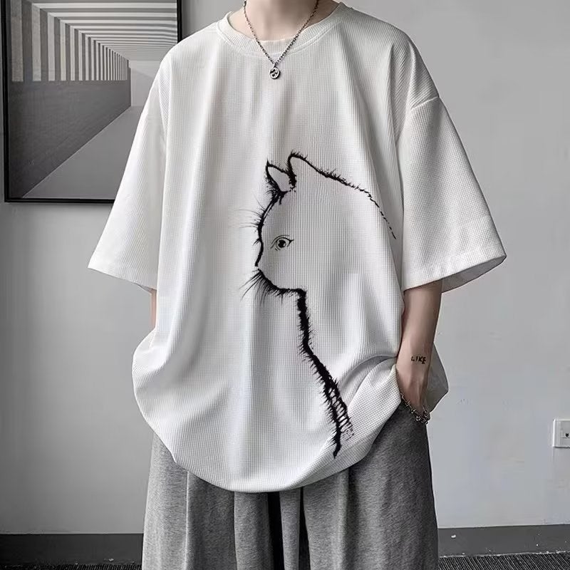T-Shirt Simple Daily Trend Fashion Brand Tide Spring Lazy Standard Round Neck Short Sleeve Japanese Men'S Youth Fashion - Image 2