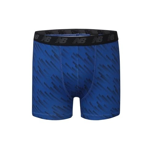New Balance Boy's Performance Boxer Briefs 4-Pack, Black/Team Royal/White/Magnet Print, X-Small - Image 3