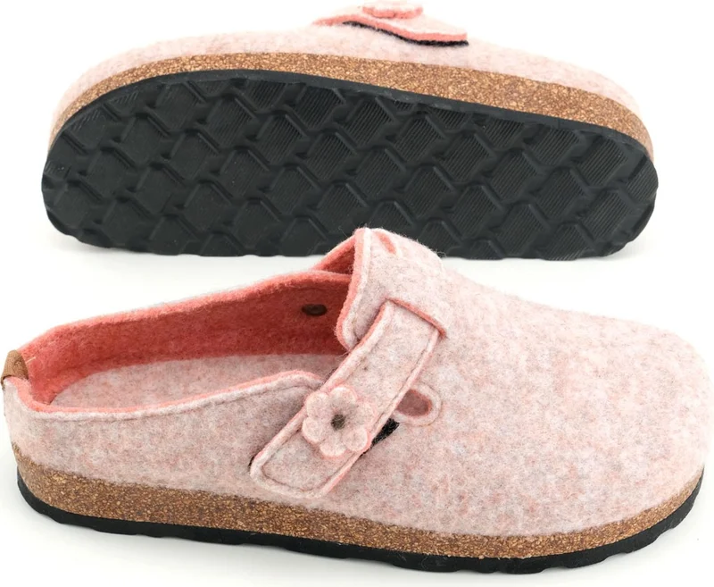 Gezer Women's Winter Cork Sole Single Velcro Adjustable Felt Home Garden Slippers