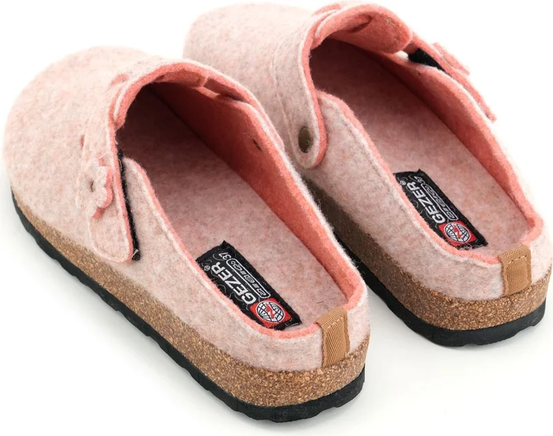 Gezer Women's Winter Cork Sole Single Velcro Adjustable Felt Home Garden Slippers