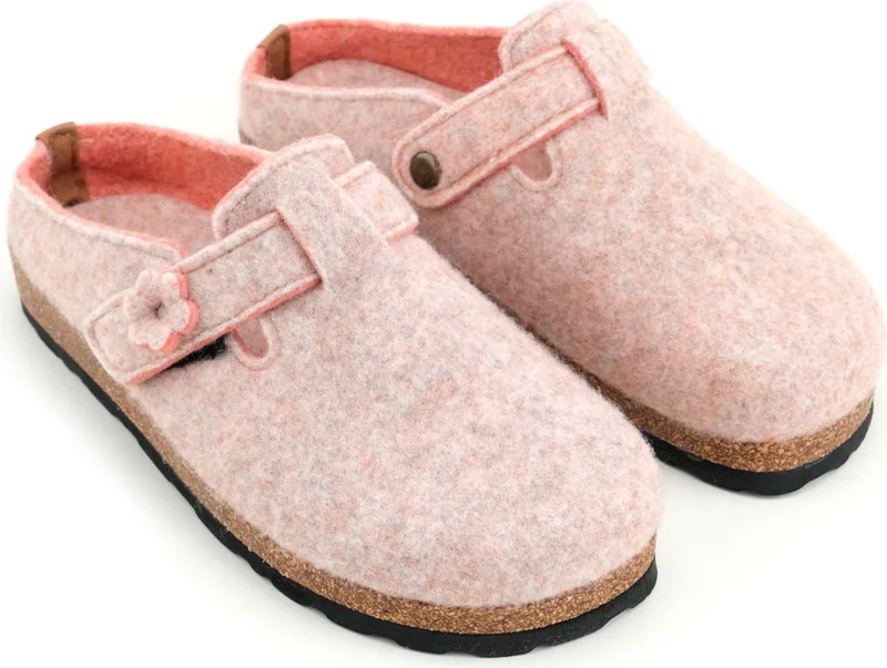 Gezer Women's Winter Cork Sole Single Velcro Adjustable Felt Home Garden Slippers