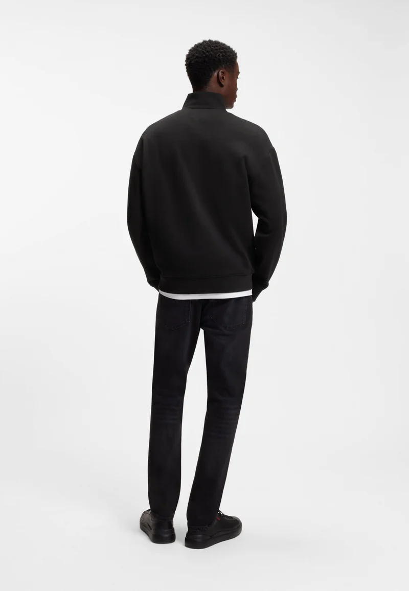 HUGO Relaxed-fit cotton sweatshirt with zip neck