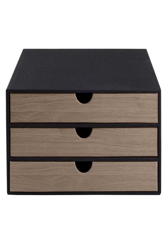 XNONE PU Leather Desk Organizer with 3 Drawers,Executive Office Supplies Desktop Filing A4 File Cabinet/Holder for Jewelry/Bill/Paper/Documents/Makeup Home Decor Stationery Storage Box,Black - Image 5