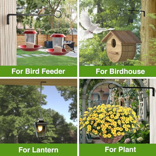 Saffruff 15 Inch 2 Black Pack Heavy Duty Outdoor Plant Hangers, Iron Hanging Plant Brackets for Hanging Plants Outside, Metal Plant Hooks Plant Wall Hooks for Hanging Lantern, Bird Feeder - Image 4