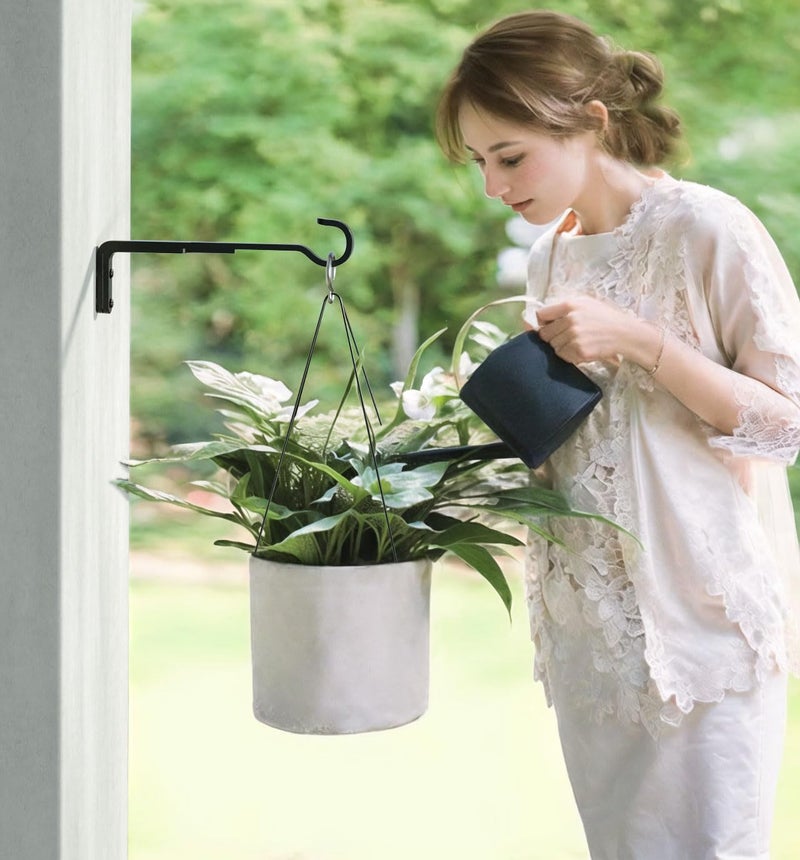 Saffruff 15 Inch 2 Black Pack Heavy Duty Outdoor Plant Hangers, Iron Hanging Plant Brackets for Hanging Plants Outside, Metal Plant Hooks Plant Wall Hooks for Hanging Lantern, Bird Feeder - Image 5