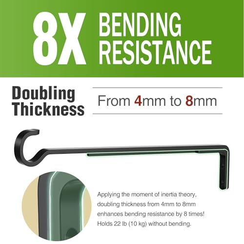 Saffruff 15 Inch 2 Black Pack Heavy Duty Outdoor Plant Hangers, Iron Hanging Plant Brackets for Hanging Plants Outside, Metal Plant Hooks Plant Wall Hooks for Hanging Lantern, Bird Feeder - Image 2