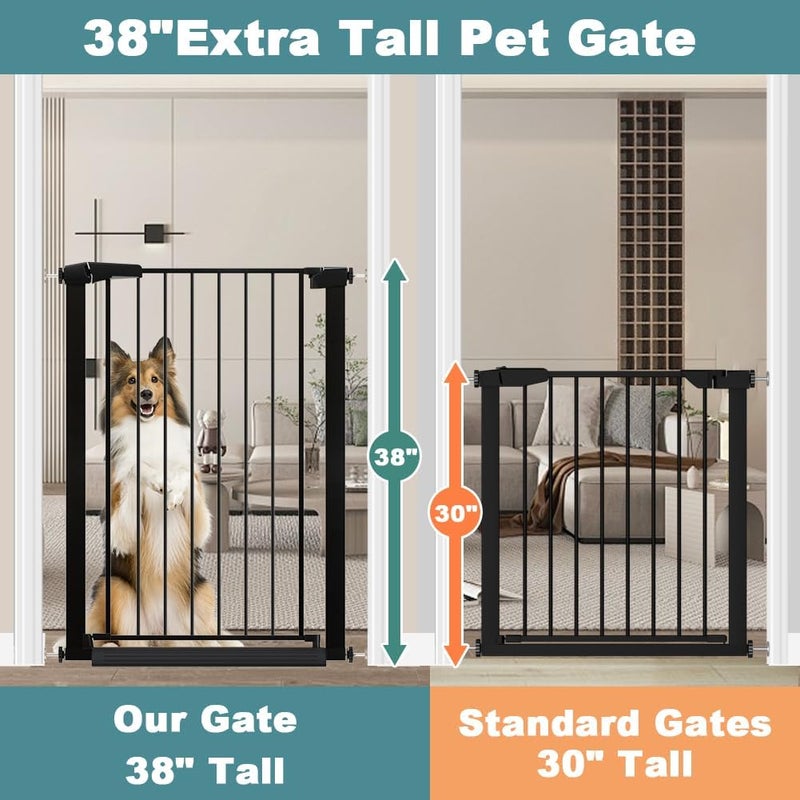 Fairy Baby 38.5" Extra Tall Black Dog Gate - Pressure Mounted Safety Fence for Toddlers and Pets - Image 3